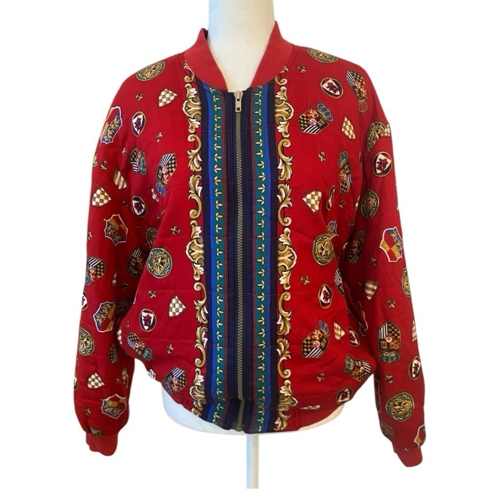 Chaus Vintage Soft Quilted Red Bomber Style Jacket